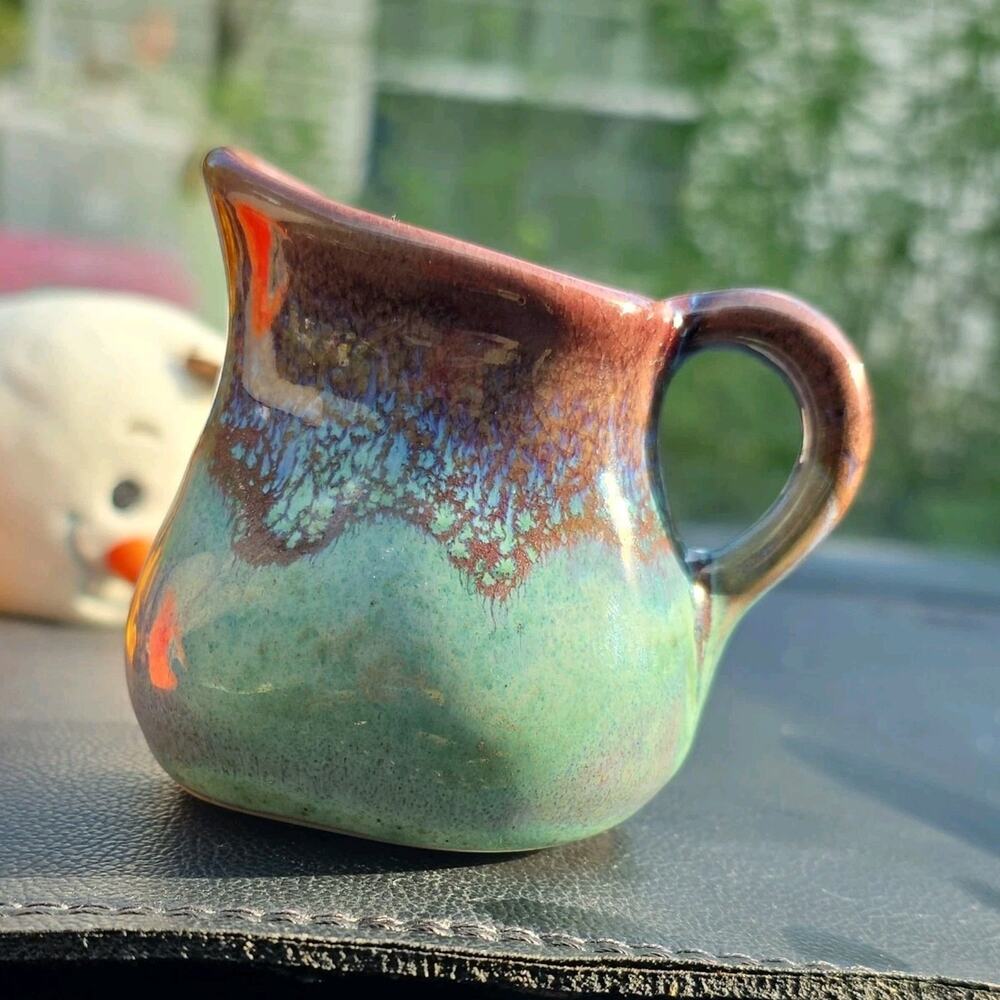 2003 Pigeon River Pottery Creamer Pitcher Signed Tommy T Bullen Drip Glaze TN